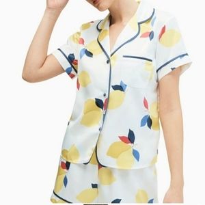 Kate Spade Lemon In Your Dreams Pajama Buttom Down Blouse